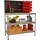 ar shelving Werkstattregal inkl. Werkzeugwand & Kästen Stahl 132 x 104 cm 3 Holzböden 900 kg
