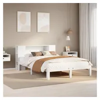 vidaXL Massivholzbett mit Regal ohne Matratze 160 x 200 cm Kiefer weiß