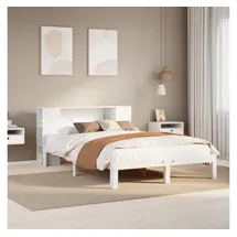 vidaXL Massivholzbett mit Regal ohne Matratze 160 x 200 cm Kiefer weiß