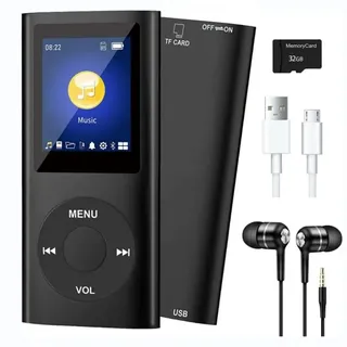 32GB MP3-Player Musik-Player mit Bluetooth HiFi Sound HD-Lautsprecher Diktiergerät schwarz