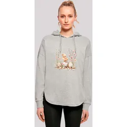 Kapuzenpullover F4NT4STIC "Ostern Küken Ei Blumen", Damen, Gr. XS, grau, Obermaterial: 100% Baumwolle, casual, oversize, Langarm, Pullover, Premium Qualität