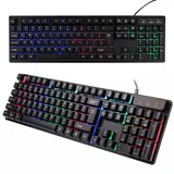 Gaming KEYBOARD TASTATUR PC GAMING BELEUCHTET BACKLIT LED RGB USB