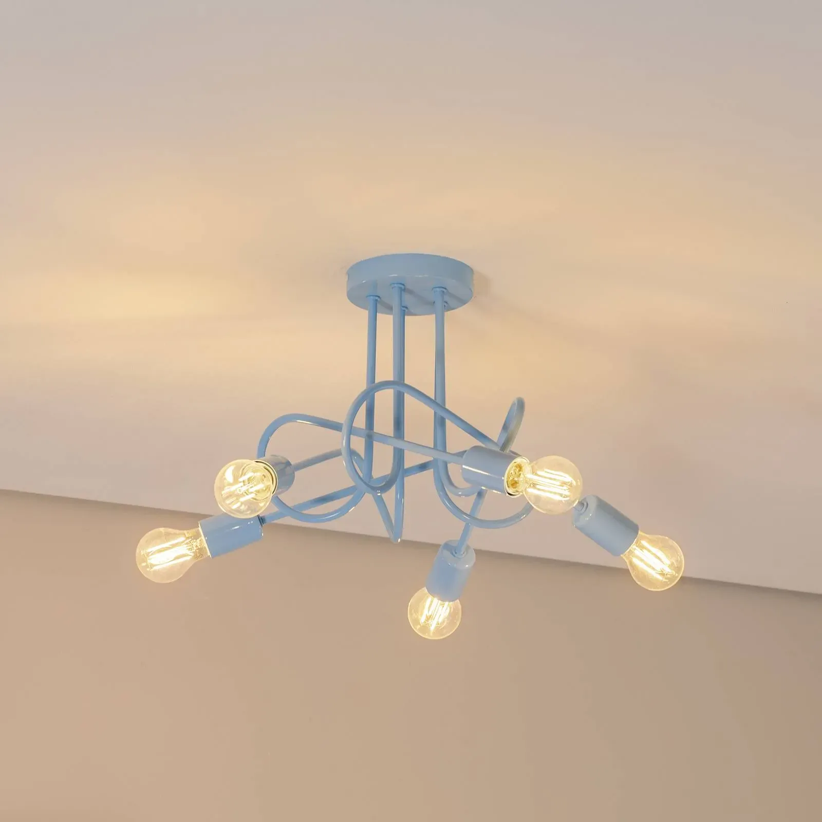 Deckenlampe Oxford HELAM, dimmbar, blau, für Wohn- / Esszimmer, Metall, Deckenlampe - 47 cm - 47 cm - 30 cm