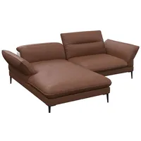 FLEXLUX Ecksofa Salino, Funktionssofa mit Recamiere, Relaxsofa, Ecksofa, Sofa mit Arm- und Kopfteil-Verstellungen, Kaltschaum & Stahl-Wellen braun