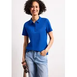 STREET ONE Kurzarm Poloshirt in Rippstruktur - Blau