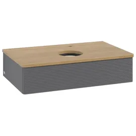 Villeroy & Boch Antao Waschbeckenunterschrank L08_5, 800x190x500mm mit Beleuchtung, 1 Auszug, 800 x 190 x 500 mm, Front mit Struktur, Anthracite Matt Lacquer Honey Oak