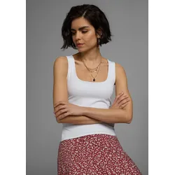 Tanktop LAURA SCOTT, Damen, Gr. 44, weiß, Jersey, Obermaterial: 91% Polyamid, 9% Elasthan, unifarben, Basic, figurbetont, ohne Ärmel, Tops, mit modischem Karree-Ausschnitt - NEUE KOLLEKTION