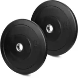 wuuhoo® olympische Hantelscheiben Bruce 50mm, Bumper Plates aus Vollgummi stoßabsorbierend, 2er Set Gewichte für Langhantel Schwarz, Hanteltraining- Fitnessgerät für Zuhause 2 x 10 kg