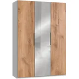 Level 150 x 216 x 58 cm Plankeneiche Nachbildung/weiß mit Spiegeltüren