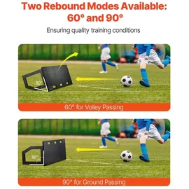 Vevor Fußball Rebound Board, Tragbares Prellwand Brett 100 x 40 cm, Rebounder Wand-Rebound-Ausrüstung, Kinder & Jugendliche, Doppel-Winkel-Board Rebounder Kicker für Fußball Training Schwarz