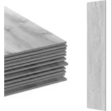 Relaxdays PVC Bodenbelag selbstklebend, 2,5m2/18 Stück, Holzoptik, Bad, Küche, Klebefliese 91x15cm rutschfest, hellbraun