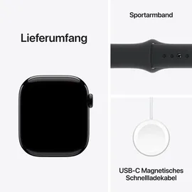 Apple Watch Series 10 GPS 42 mm Aluminiumgehäuse diamantschwarz Sportarmband schwarz M/L