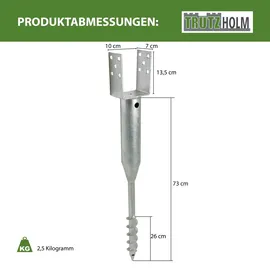 Trutzholm Zaunpfosten U-Profil 10 x 86,5 cm Silber/Feuerverzinkt