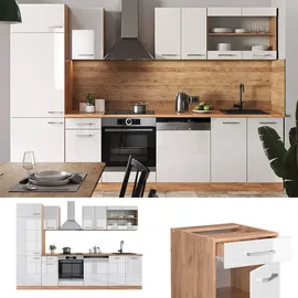 Vicco Küchenzeile R-Line 300 cm Weiß Hochglanz/Eiche