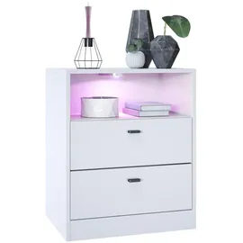 Vladon Nachttisch Pino V1 56 x 67,5 x 36 cm Weiß