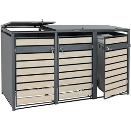 Mendler Mülltonnenverkleidung HWC-J81 215 x 117 cm braun