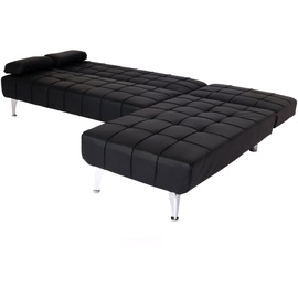 Mendler Schlafsofa HWC-K22, Couch Ecksofa Sofa, Liegefläche links/rechts Schlaffunktion 236cm ~ Kunstleder schwarz