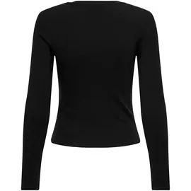Only Damen Langarmshirt - ONLRILEY O-NECK TOP, Longsleeve, Rundhals, Cotton Stretch Schwarz M