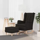 Maison Exclusive - Schaukelsessel mit Hocker Schwarz Stoff - Schwarz