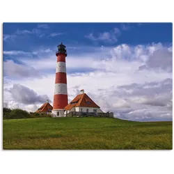 Wandbild ARTLAND "Leuchtturm Westerheversand", blau (farbe bild(er): blau), B:80cm H:60cm T:1,8cm, Canvas, Leinwand, Bilder, als Leinwandbild, Poster in verschied. Größen