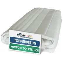 AM Qualitätsmatratzen Hochwertiger Komfort Topperbezug 90x200cm 4-6cm Kernhöhe - Doppeltuch mit Klimafaser versteppt - Allergiker geeignet - 60 Grad waschbar - 4-seitiger Reißverschluss - Bezug für Topper Weiß