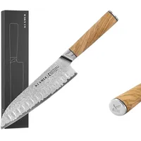 Klamer Damastmesser Santoku 18 cm Olivenholz braun