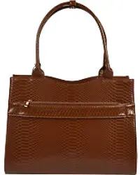Socha Laptoptasche für Frauen 15,6 Zoll Slim Fit herausnehmbares Laptopfach Croco Jet Braun