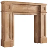 WEIDPHL Schlichte Kaminumrandung, Kaminsims Aus Holz, Dekorativer Kaminsims, Traditioneller Konsolentisch, Rechteckiger Eingangstisch,Braun,Large