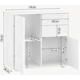 [en.casa] Sideboard Paarl 74 x 79 x 36 cm Weiß