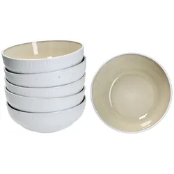 Tzia 6x Schale 550 ml Steingut 6 Pers Müslischale Dessert Vanille Weiß Bowl