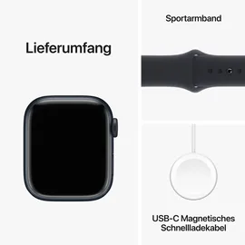 Apple Watch Series 9 GPS + Cellular 41 mm Aluminiumgehäuse mitternacht, Sportarmband mitternacht S/M