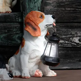 GLOBO Solarleuchte Hund Beagle mit Laterne, H 24 cm