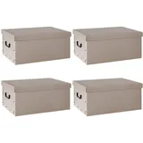 Home4You Aufbewahrungsboxen 4er Set, 51 x 37 cm - Beige - recycelter Karton - mit schwarzen Griffen - 4er Set