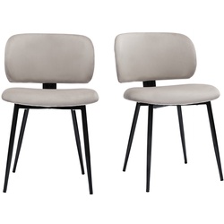 Stühle aus taupefarbenem Samt und schwarzem Metall (2er-Set) ATRIUM