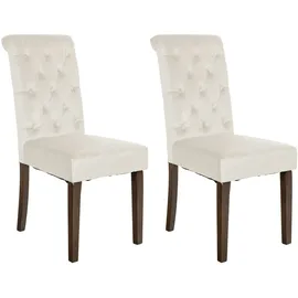 CLP 2er Set Esszimmerstühle Lisburn creme/Samt