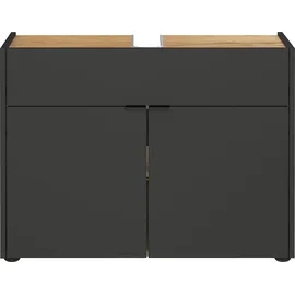KADIMA DESIGN Unterschrank 80x34x60 cm stoßfest mit Siphonaussparung und Easy-Clean-Oberfläche, Grau-Beige 80x34x60 cm