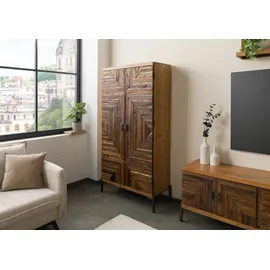 MASSIVMOEBEL24.DE Vitrine LYON 90 x 40 x 180 cm Beige