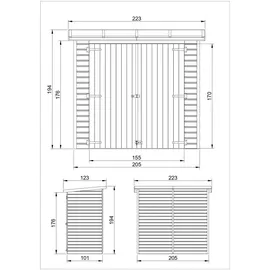 TIMBELA Gartenhaus, Beige, Holz 223x194x101 cm, Aufbewahrung - Schutzhüllen, Geräteschuppen