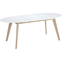 Miliboo Tisch ausziehbar oval Weiß und helles Holz L150-200
