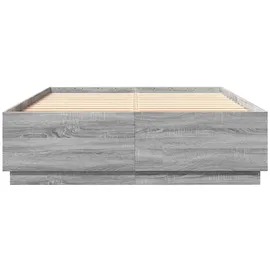 vidaXL Bettgestell mit LED Grau Sonoma 160x200 cm Holzwerkstoff