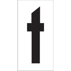 Selbstklebendes Etikett, Buchstabe "t" - schwarz - 30x60 mm Folie selbstklebend