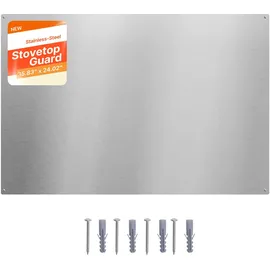 Vevor Küchenrückwand 91 x 61 cm aus Edelstahl, Wandschutz für Herd und Dunstabzugshaube mit Vorgebohrten Löchern, Robuste Rückwand Spritzschutz für Küche, Kochen und Praktische Aufbewahrung, Silber