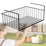 HENGMEI Schrankkörbe Aufbewahrung Hängekorb Metall 2 Stück Unterregal Aufbewahrungskorb Korb für Küche, Speisekammer, Büro, Bücherregal, Schrank, Schränke, Badezimmer