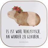 Mr. & Mrs. Panda Getränkeuntersetzer Meerschweinchen Weisheit - Weiß - Geschenk, Gute Laune, lustige Sprüc, 1-tlg., Handgezeichnete Motive weiß