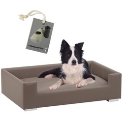 Rohrschneider Hundesofa mit Gratis-Beigabe, Hundecouch Kunstleder taupe