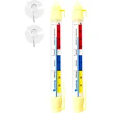 Lantelme 2 Stück Gefrierschrankthermometer mit Haken und Saugnapf Temperatur + - 40°C | Kühlschrankthermometer Set 21cm lang Ø 2cm | Analog Thermometer für Kühlschrank Gefrierschrank Kühltheke (2)