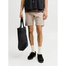 JACK & JONES "JJIRICK JJFOX SHORTS AKM 340", Herren, Gr. S, N-Gr, crockery, Web, Obermaterial: 76% Baumwolle, 22% Polyester, 2% Elasthan, unifarben, regular fit knielang, Hosen Bermudas