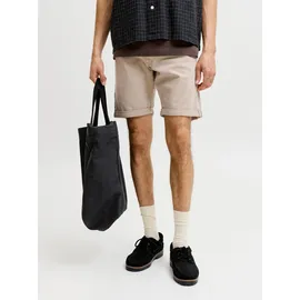 JACK & JONES "JJIRICK JJFOX SHORTS AKM 340", Herren, Gr. S, N-Gr, crockery, Web, Obermaterial: 76% Baumwolle, 22% Polyester, 2% Elasthan, unifarben, regular fit knielang, Hosen Bermudas