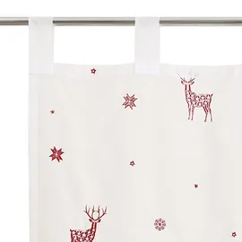 OTTO home Gardine OTTO HOME "Elch" Gr. 1, rot, B:140cm H:145cm, Voile, Polyester, Gardinen, Gardine, 1 Schal, Mit Rentieren, Sternen und Schneeflocken bestickt