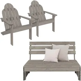 ML-Design Gartenbank 3-Sitzer 3tlg. 120 x 60 x 90 cm Grau